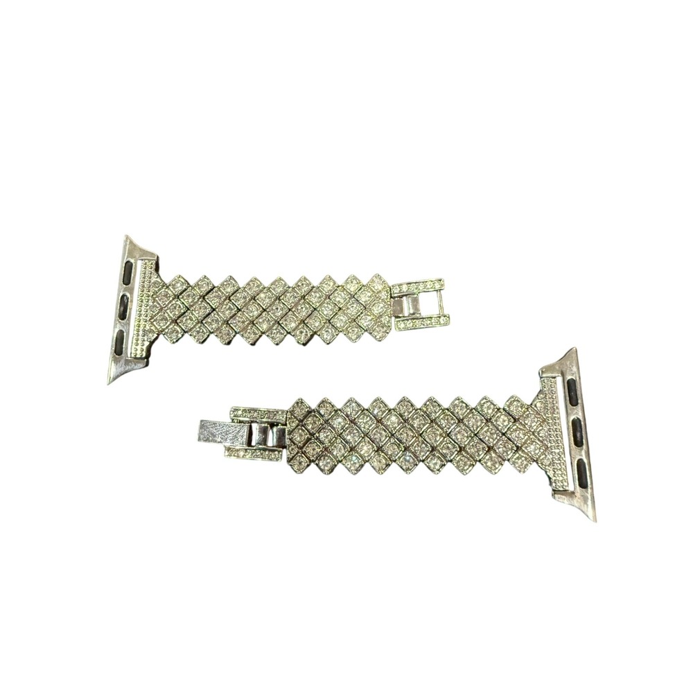 Rhinestone‎ Watch Band For Apple Watch Silver Tone Bling Diamond Ladies
